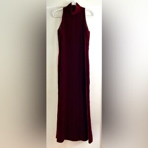 Vintage Emanuel Ungaro Paris Red Velvet Sleeveless Dress Size 44 Made In Italy